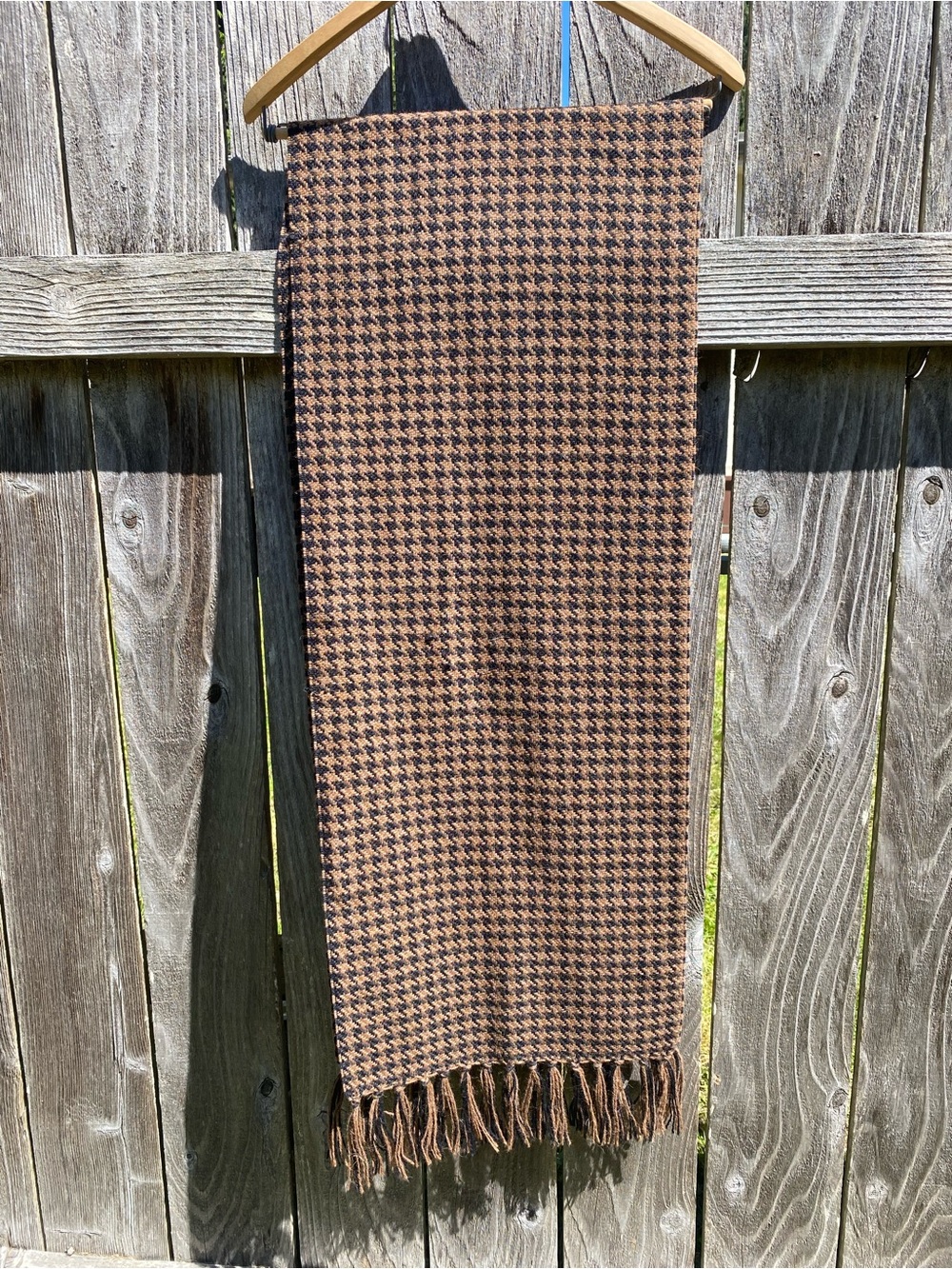 J. Peterman VINTAGE Brown and Black Houndstooth Alpaca Scarf